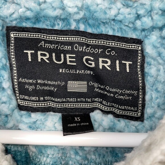 American Outdoor Co True Grit Quarter Zip Blue Sherpa Fleece Pullover Women's XS - Picture 11 of 13